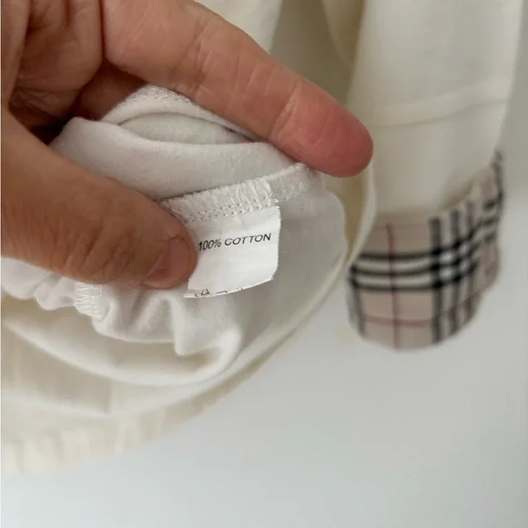 Burberry Blue Label Nova Check Collar Polo Top Cream Cotton Japan Small - Picture 8 of 12
